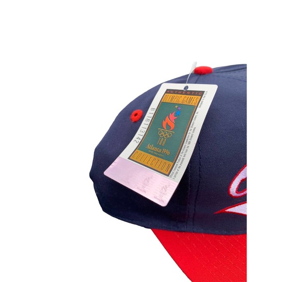 Vintage 90s Logo 7 Olympic Games Navy Red Snapback Hat Cap - Picture 5 of 7